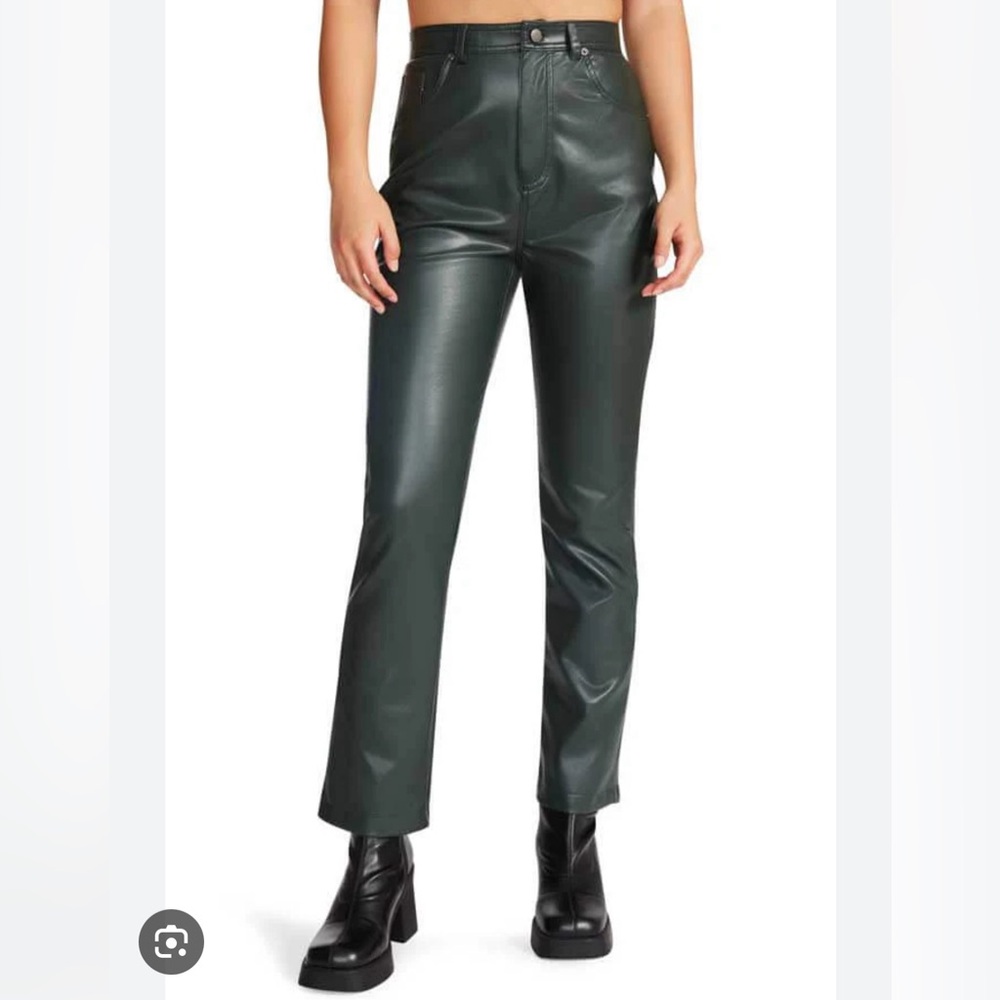 Steve Madden Josie Dark Green Leather Pant
